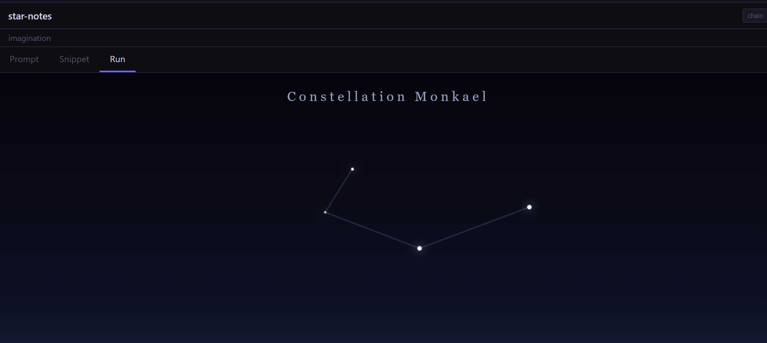 star-notes: three clicked points linked into a small shape, named Constellation Monkael
